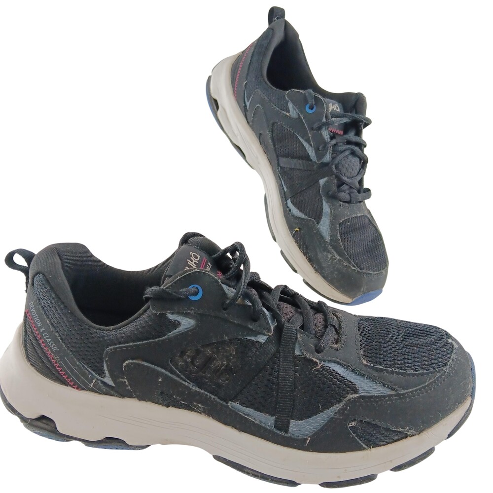 Ryka Devotion X Classic Walking Shoes Womens Size 8.5 Black Blue RE-ZORB Comfort